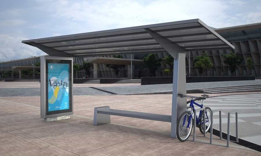 Parabus equipado con pantalla de publicidad digital