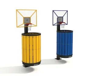 CONTENEDOR DE BASURA CON CANASTA DE BASQUETBALL